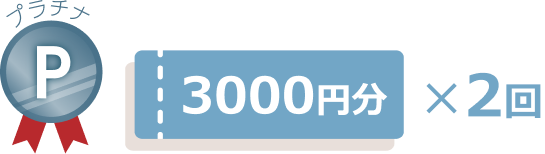プラチナ会員様：3000円分×2回