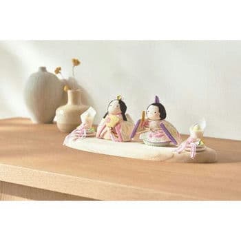 ぽてりひな２人（麻の葉）木製台飾り