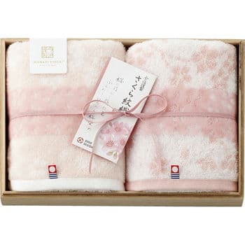 今治謹製 桜染めフェイスタオル2P（木箱入）