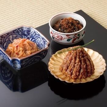 山海の幸 ｢京都ぽーくの豚味噌・焼き鯖ひじき・明太子なめ茸｣