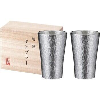 本錫タンブラー225ml 六花（りっか）中ペア（桐箱入）