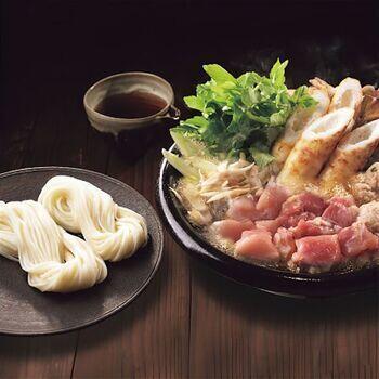 比内地鶏きりたんぽ鍋と佐藤養助稲庭うどんセット（3～4人前）