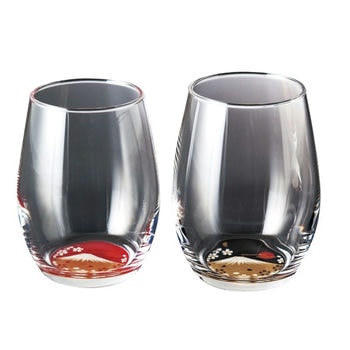 de Verre 蒔絵 富士山 ダルマグラスペア