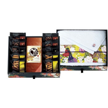 ミニたんす御進物 「いちご、いちえ。」かすてぃら&今治産たおる（フェイスタオル1枚）