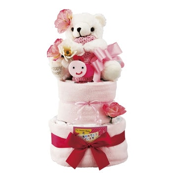 ホワイトベアおむつケーキ2段