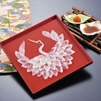 山口県萩産活〆まふく刺身慶祝鶴（2人前）