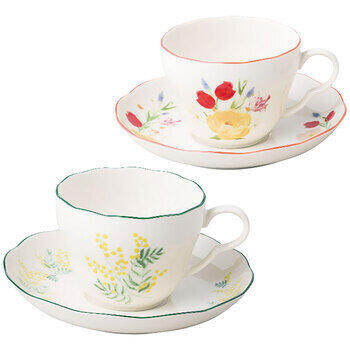 ペアカップ＆ソーサーセット（ミモザ・チューリップ）