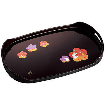 宴うさぎ溜塗長手盆（尺五）