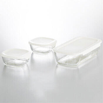 耐熱ガラス製保存容器Mサイズ3点セット