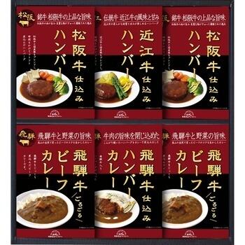 松阪牛･近江牛･飛騨牛仕込みハンバーグ&カレー詰合せ（6食）
