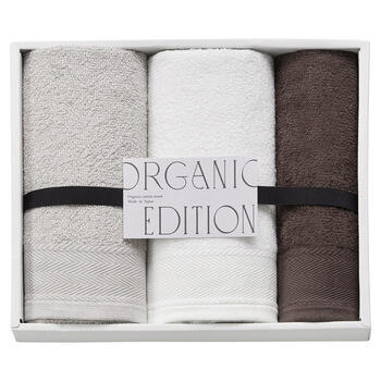オーガニックコットン使用国産フェイスタオル2P&ウォッシュタオル