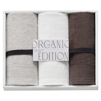 オーガニックコットン使用国産フェイスタオル3P