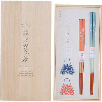 桐箱入箸置き付夫婦箸富士見桜