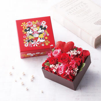 ボックスフラワーアレンジメント（ミッキー＆ミニー）