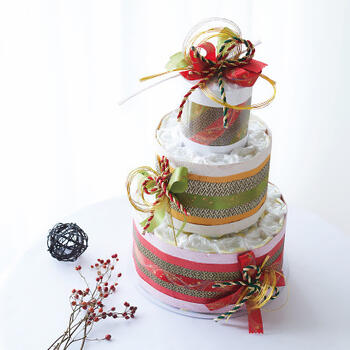 おむつdeケーキ和柄水引2段