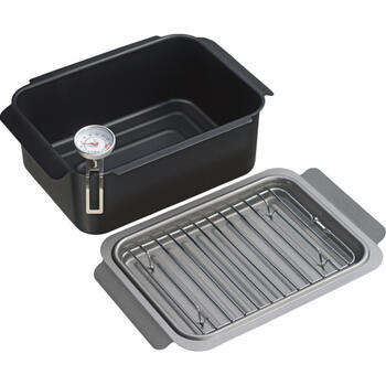 角型揚げ鍋ワイド（温度計・アミ付）