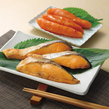 辛子明太子箱入と鮭の明太漬詰合せ