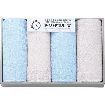 タイパタオルフェイスタオル4枚セット　ブルー