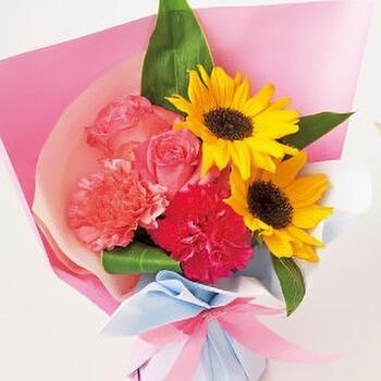 【生花】ひまわりとバラのスタンディングブーケ