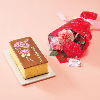 【生花】母の日カステーラと母の日花束のセット