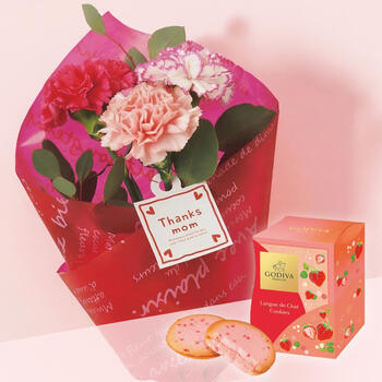 【生花】あまおう苺クッキーと母の日花束のセット