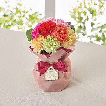 【生花】そのまま飾れるブーケ７色ミックスカーネーション