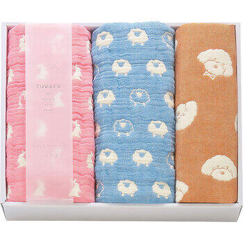 6重織ガーゼフェイスタオル2枚・ハンカチ1枚セット