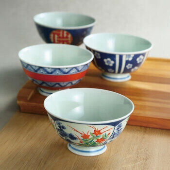 染錦文様飯碗揃